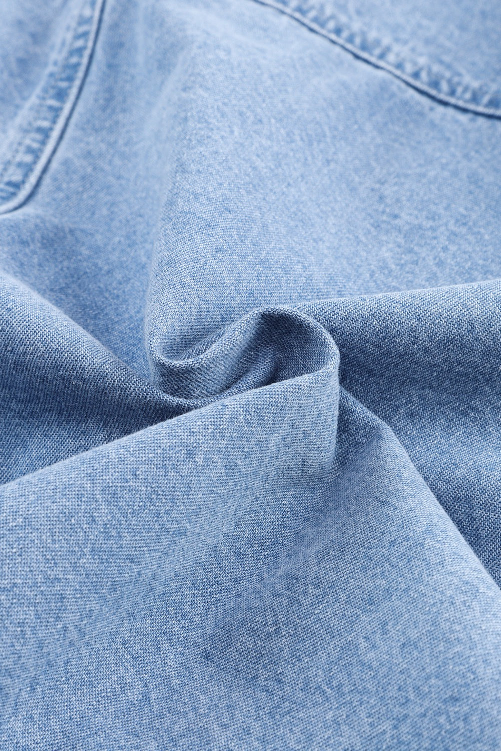 Light Blue Boxy Drawstring Denim Jacket