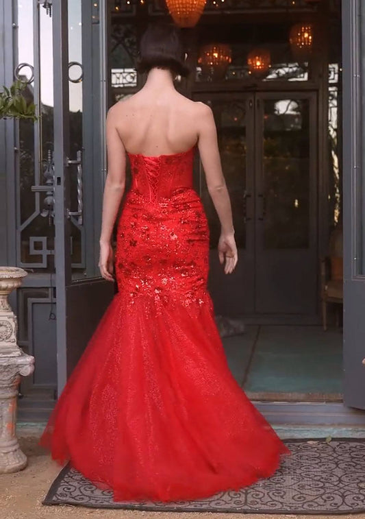 Sequin Floral Mermaid Gown