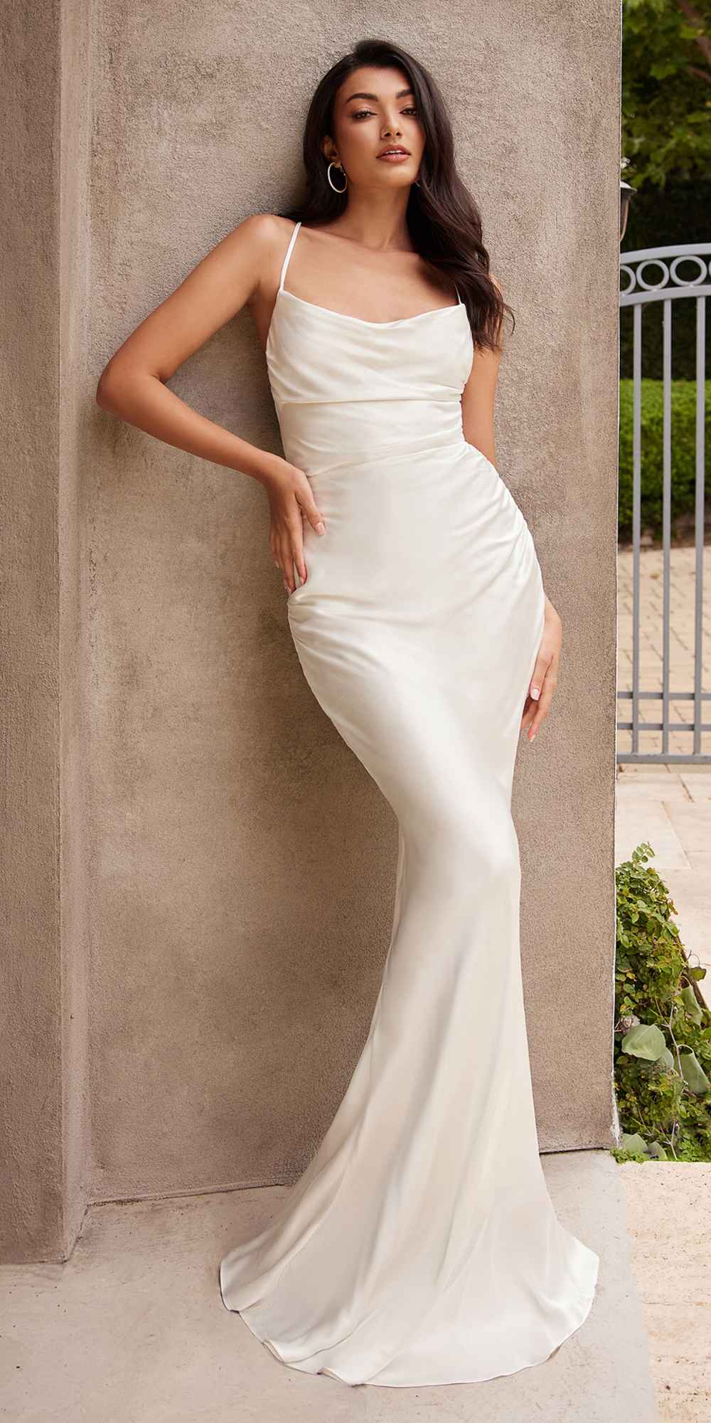 Long Fitted Satin Slip Gown