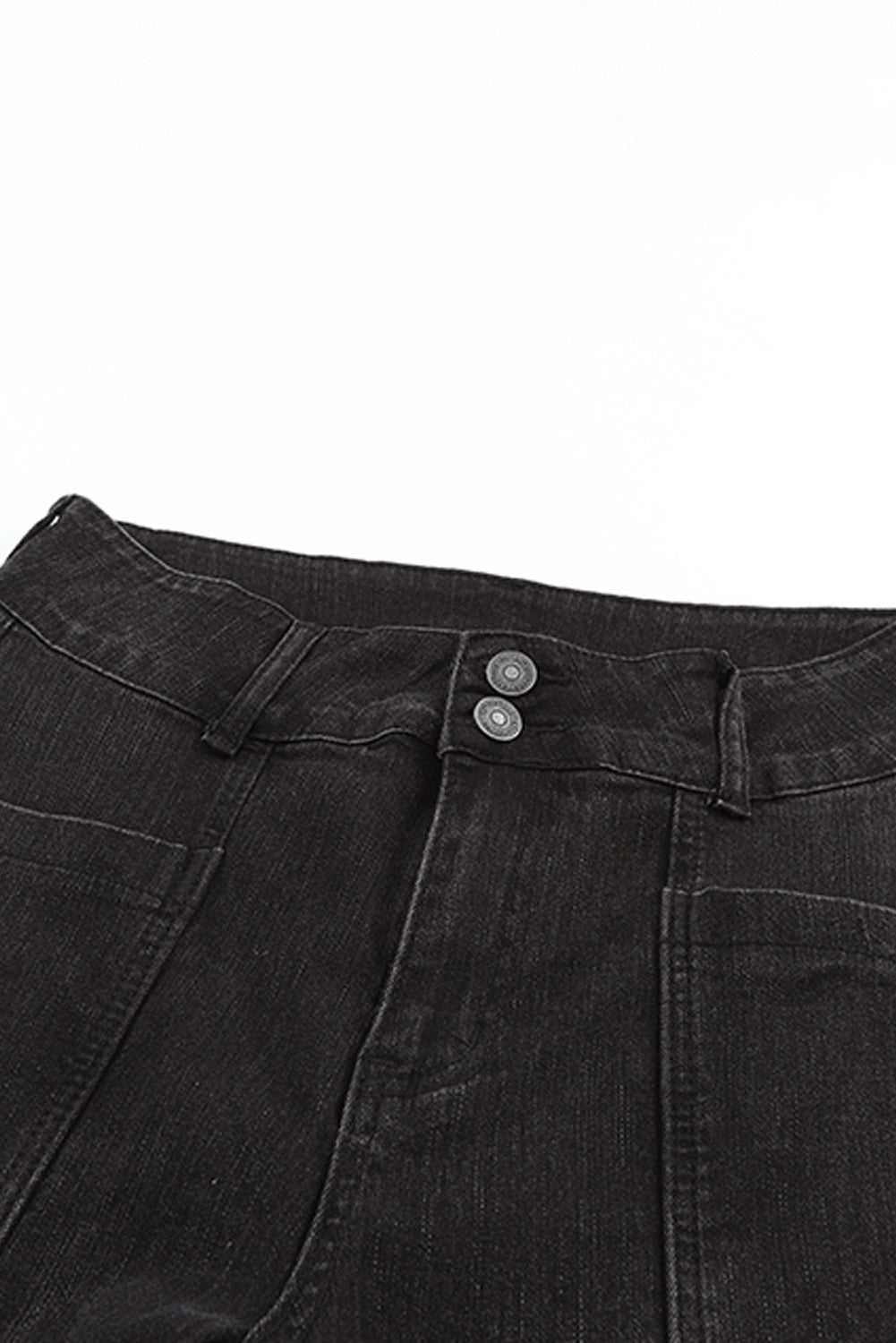 Black Side Slit Flare Stretch Jeans