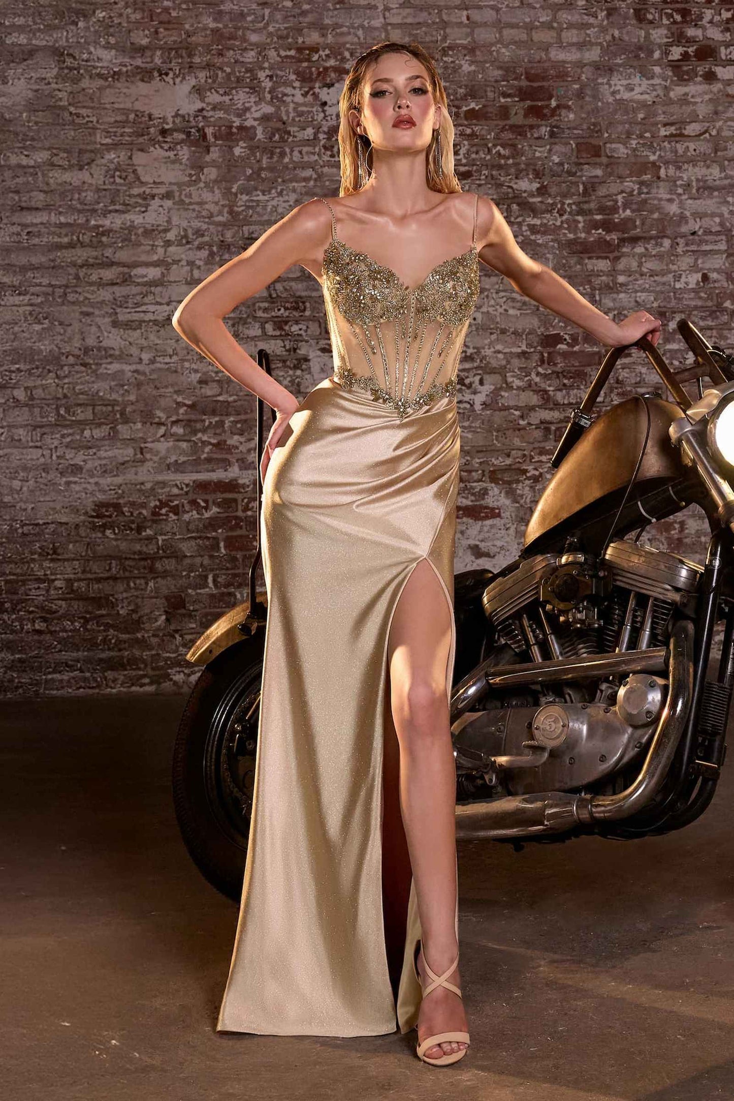 Long Satin Fitted Lavender Gown