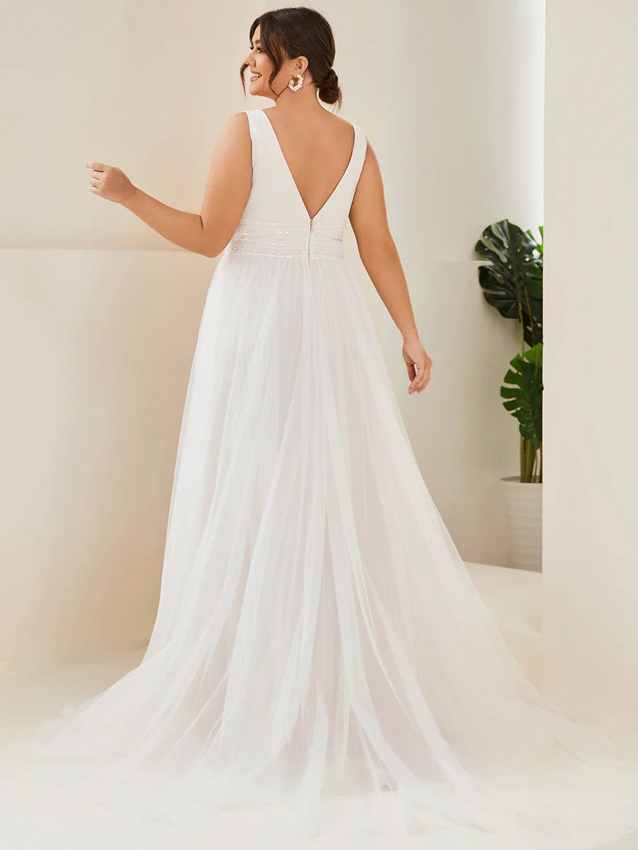 Grace Backless V-Neck Bridal A-Line Gown