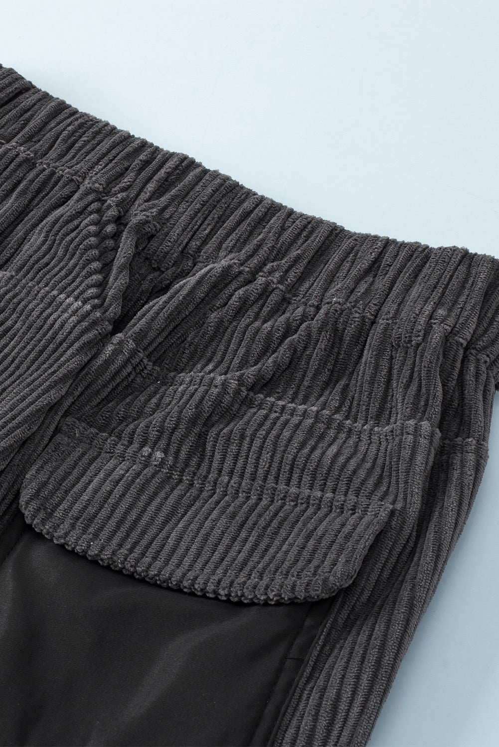 Grey Stretch Corduroy Wide Leg Pants