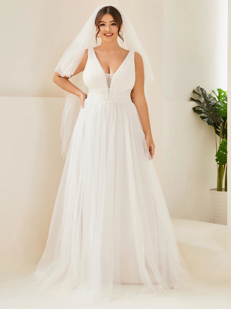Grace Backless V-Neck Bridal A-Line Gown