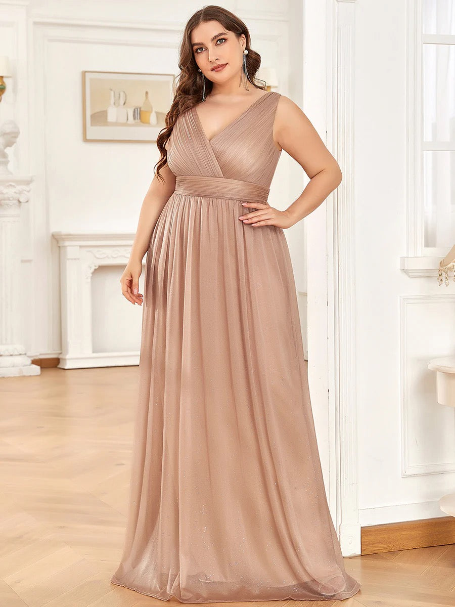 Midnight Elegance Double-Neck Maxi Gown