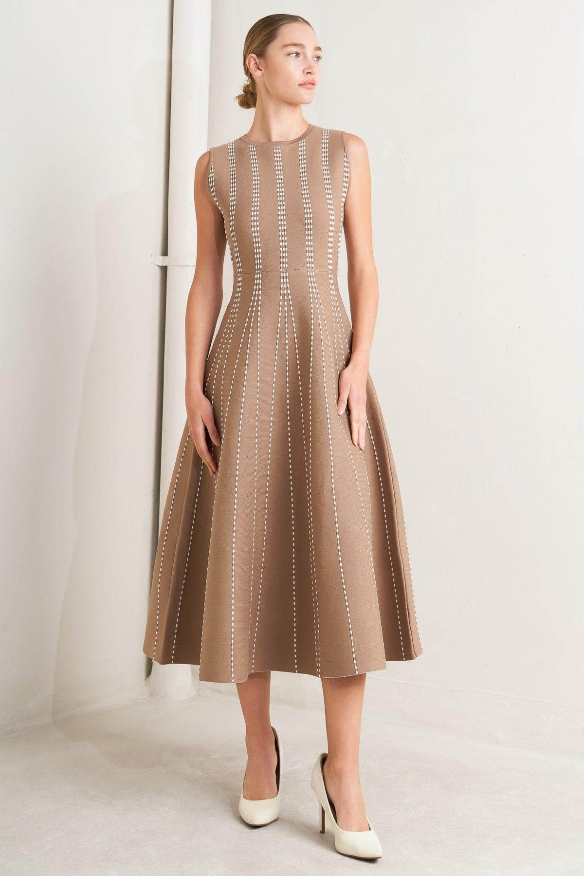 PERFECTLY POISED JACQUARD SWEATER MIDI DRESS