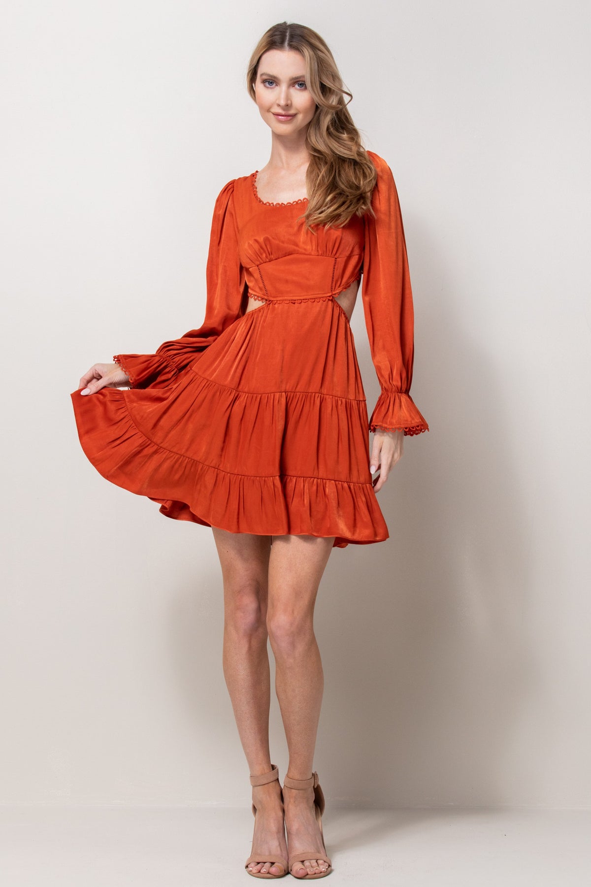 Cutout Trim Detail Short Dress