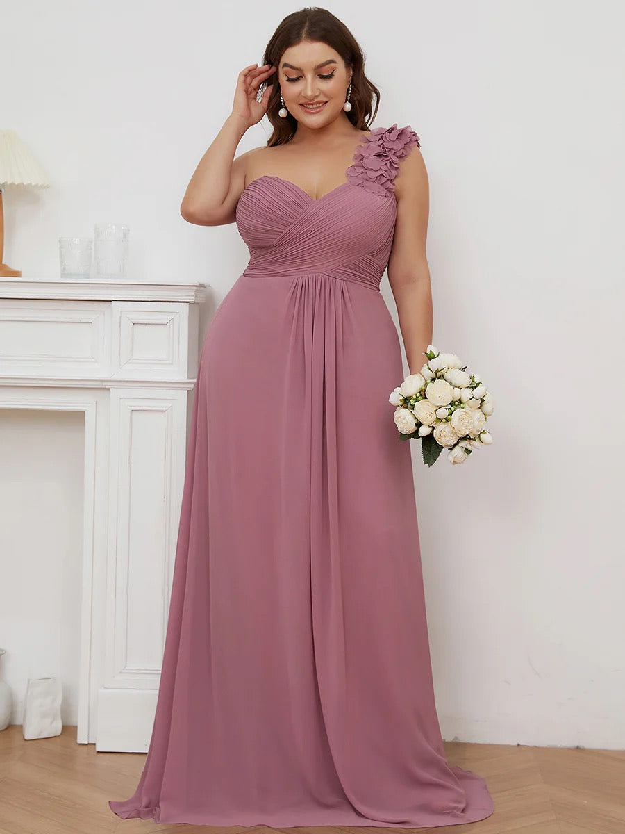 One Shoulder Ruched Sweetheart Formal Gown