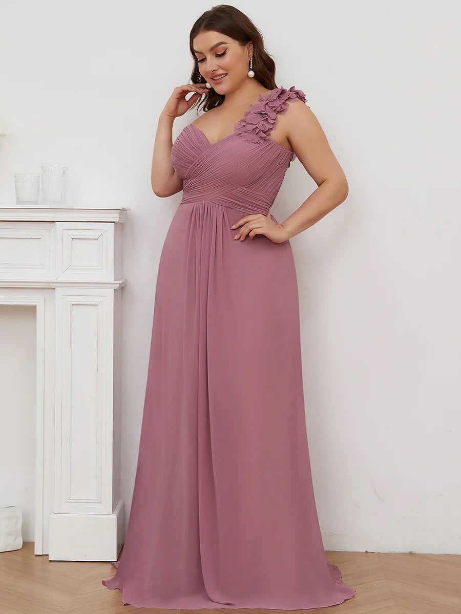 One Shoulder Ruched Sweetheart Formal Gown