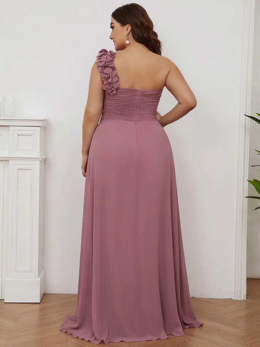 One Shoulder Ruched Sweetheart Formal Gown