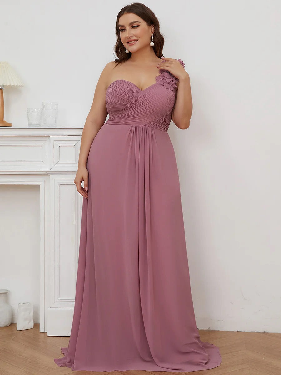 One Shoulder Ruched Sweetheart Formal Gown