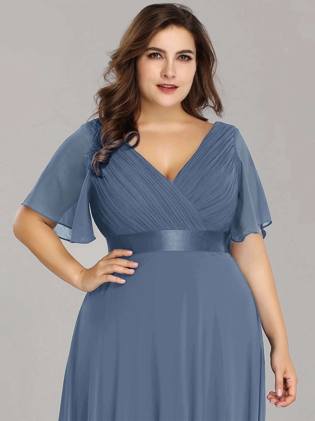 Flutter Sleeve High Low Formal Dress