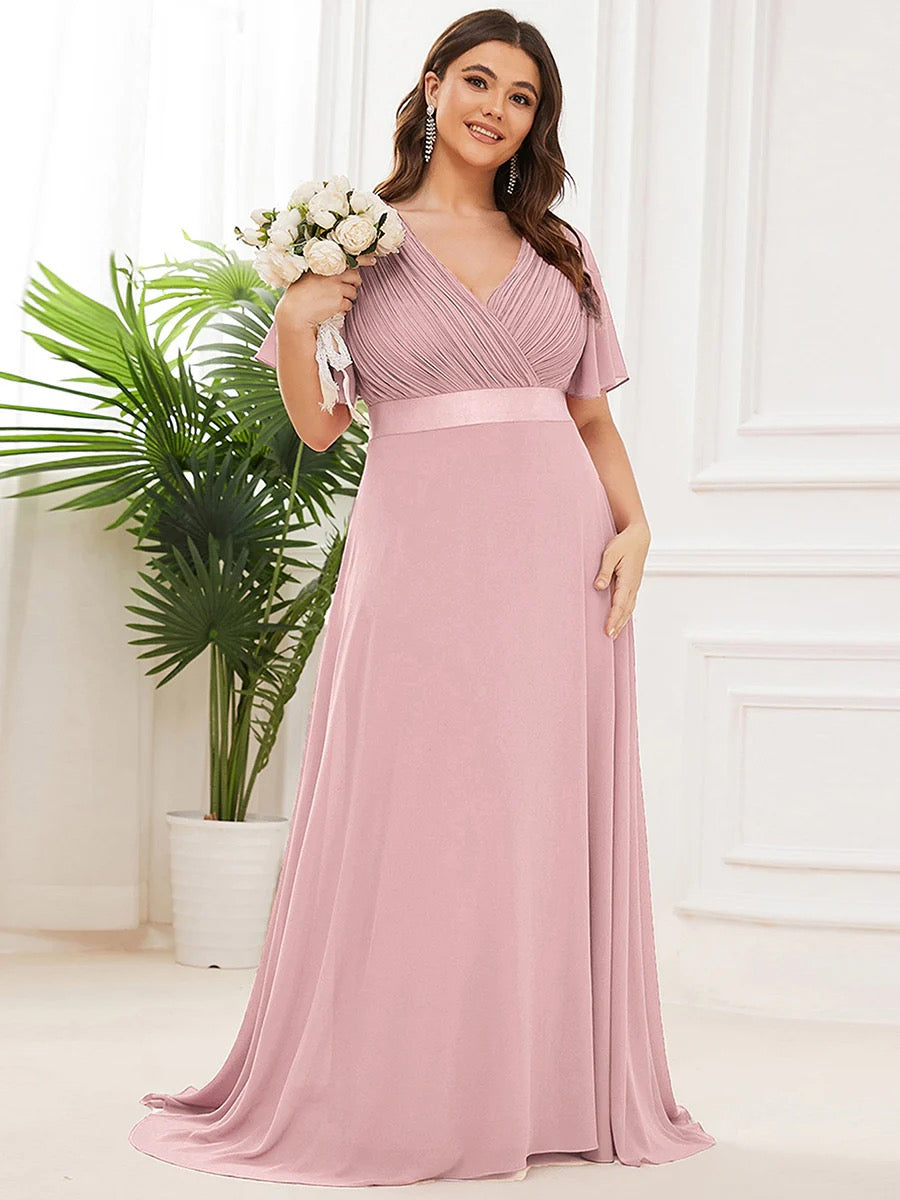 Flutter Sleeve High Low Formal Dress
