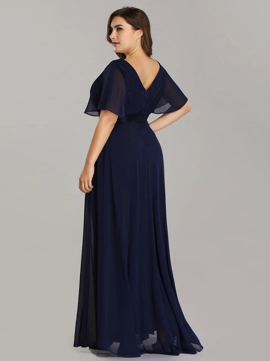 Flutter Sleeve High Low Formal Dress