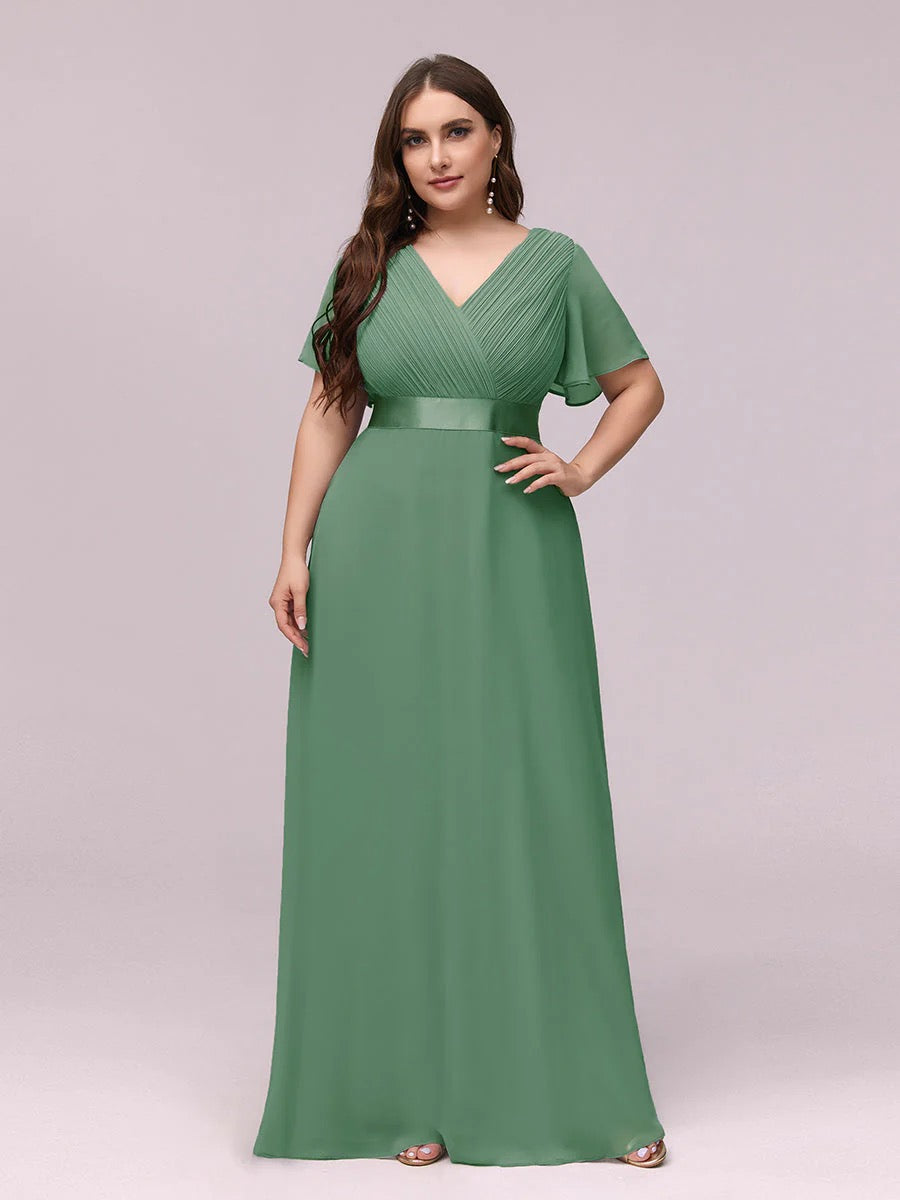 Flutter Sleeve High Low Formal Dress
