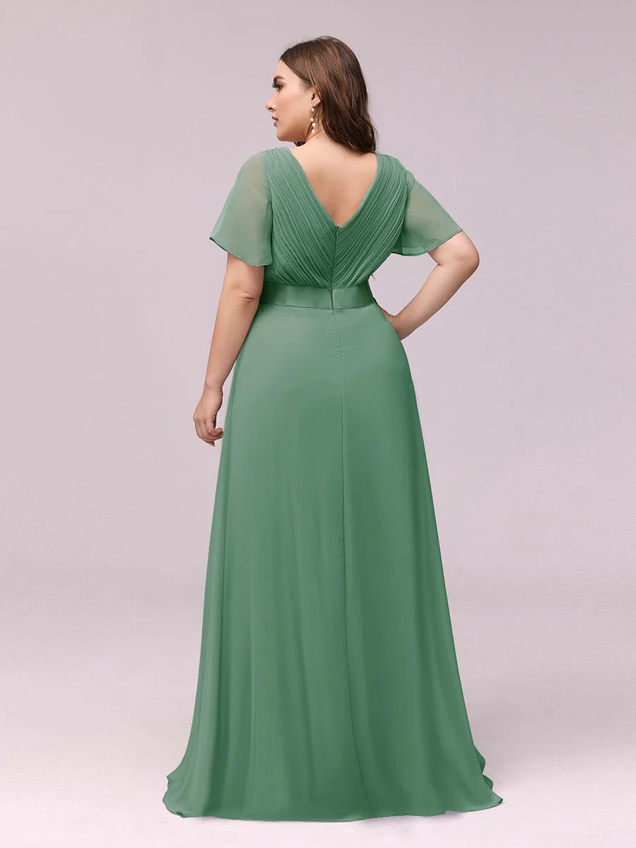 Flutter Sleeve High Low Formal Dress
