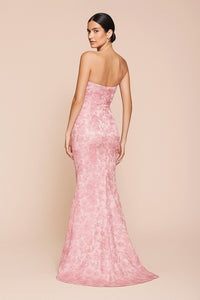 Pink Pink Floral Strapless Mermaid Gown