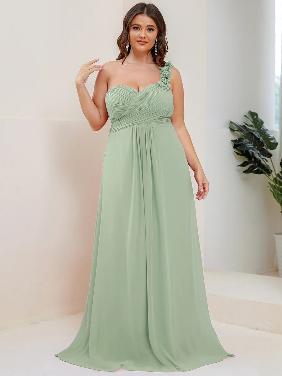 One Shoulder Ruched Sweetheart Formal Gown