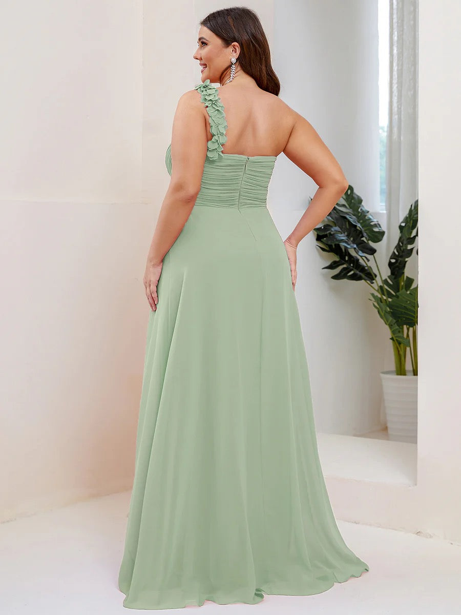 One Shoulder Ruched Sweetheart Formal Gown