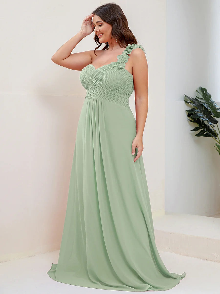 One Shoulder Ruched Sweetheart Formal Gown