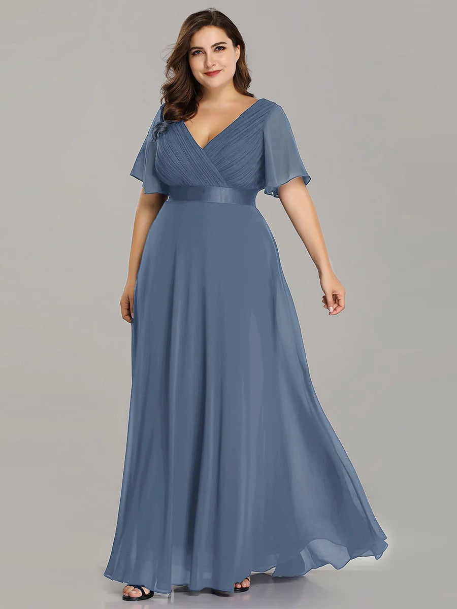 Flutter Sleeve High Low Formal Dress