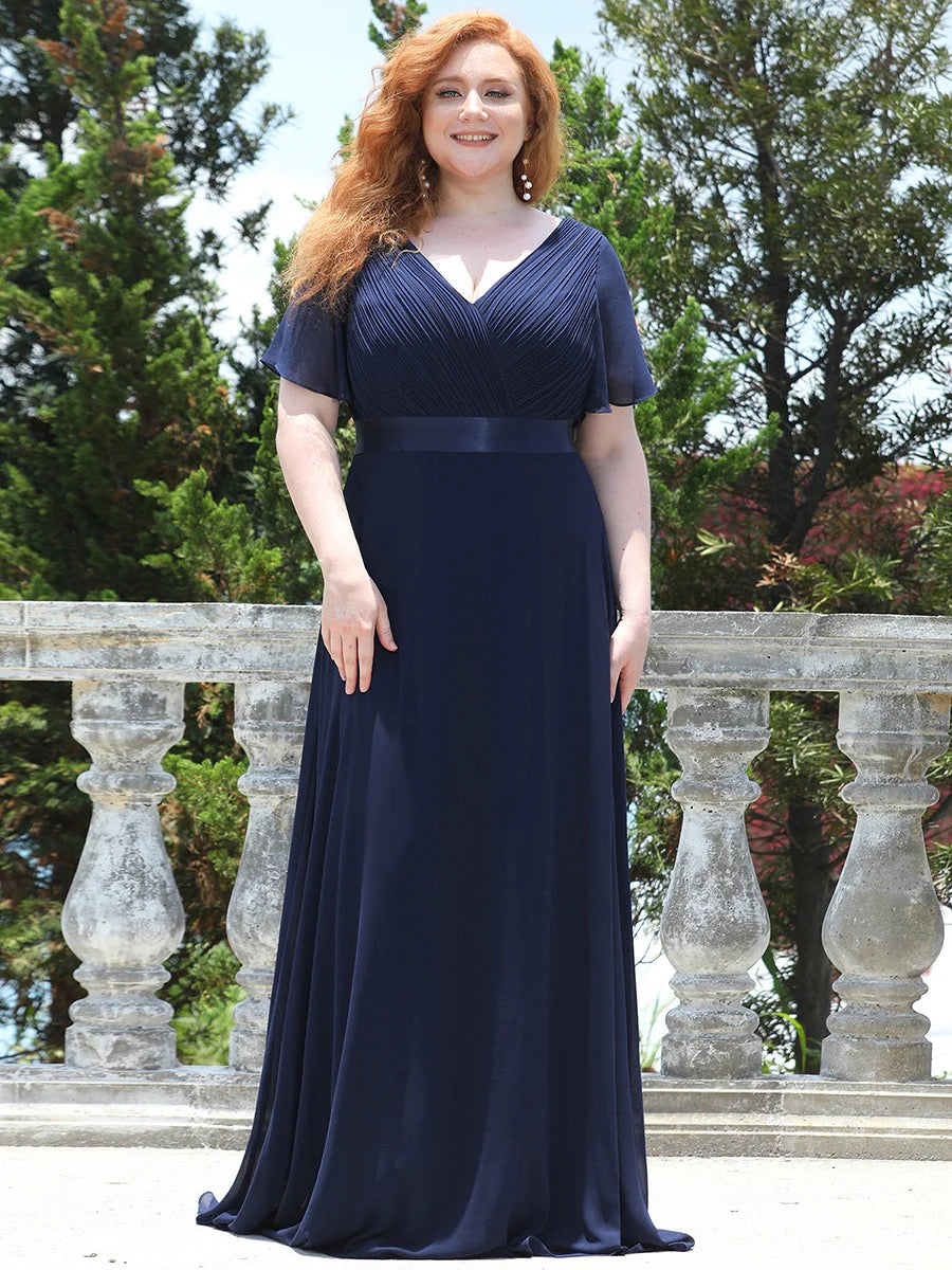 Flutter Sleeve High Low Formal Dress