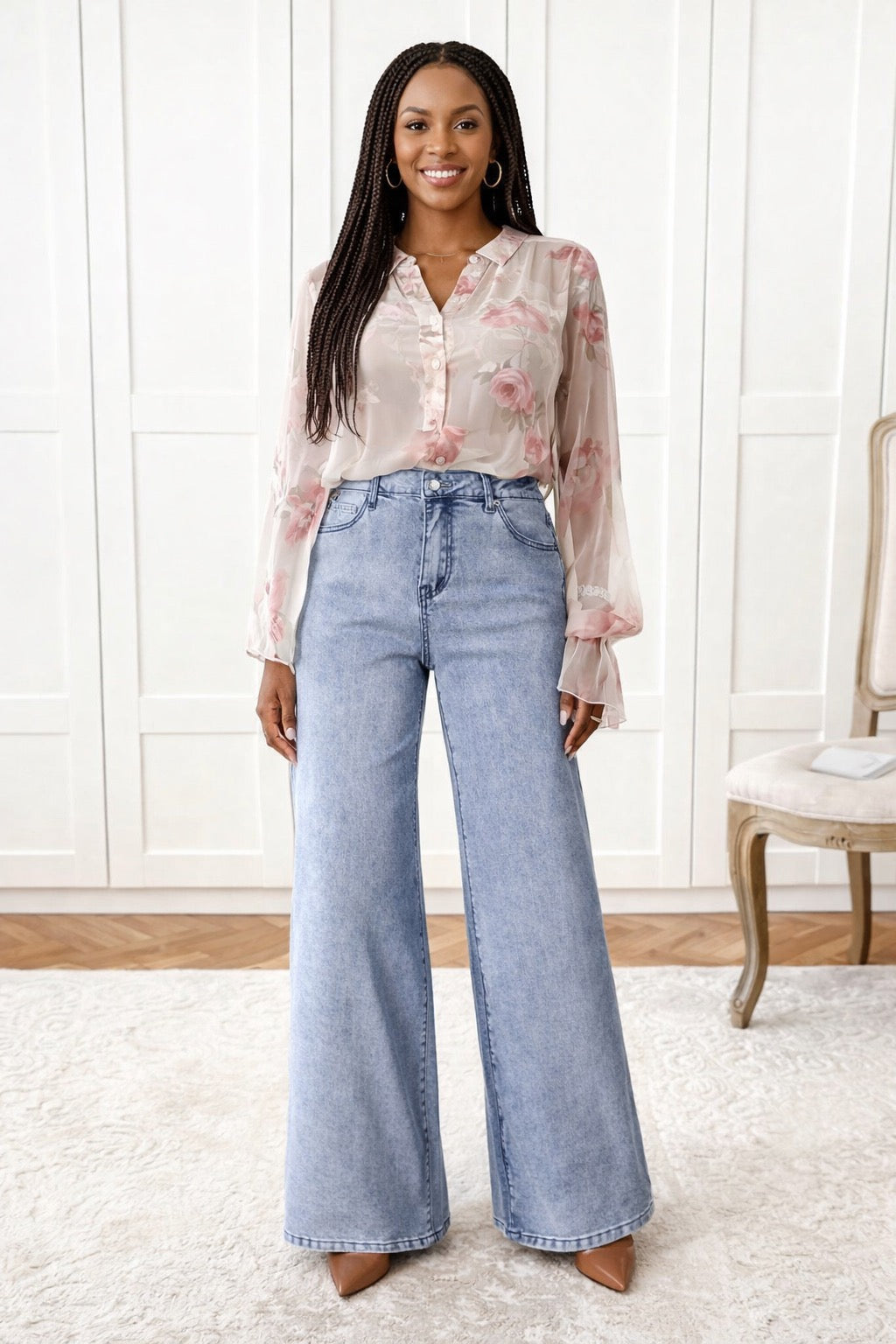 High-Waisted Wide Leg Flare Jeans