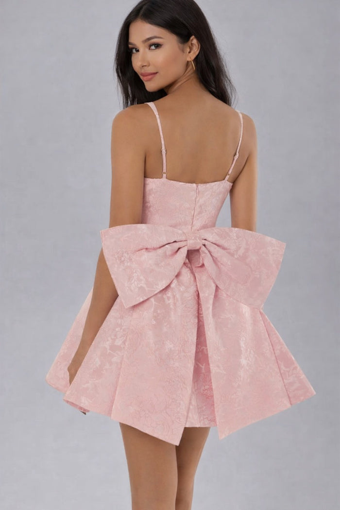 Satin Mini Cami Dress With Bow