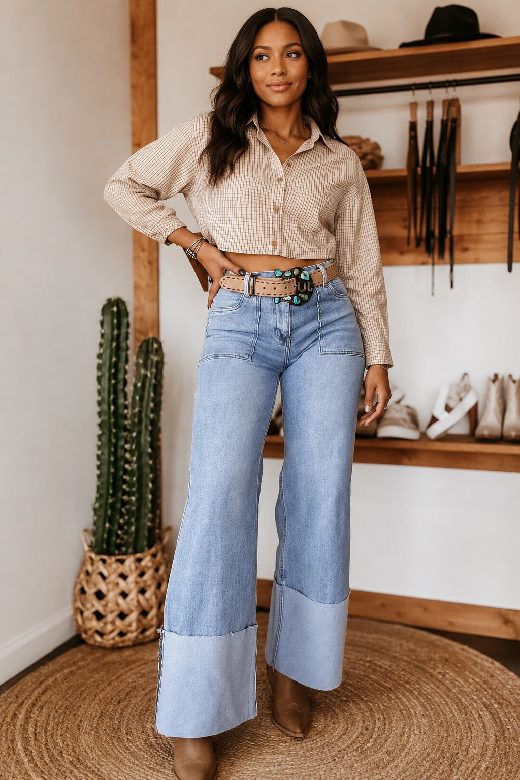 Turn-Up Cuffs Loose Jeans