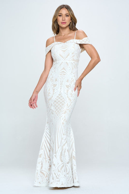 White Off-Shoulder Mermaid Gown – Elegant Formal or Bridal Dress