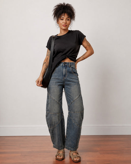 High Waist Barrel Jeans