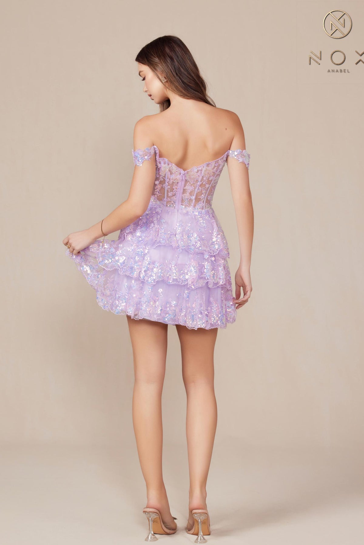 Short Off the Shoulder A-Line Tiered Skirt Dress