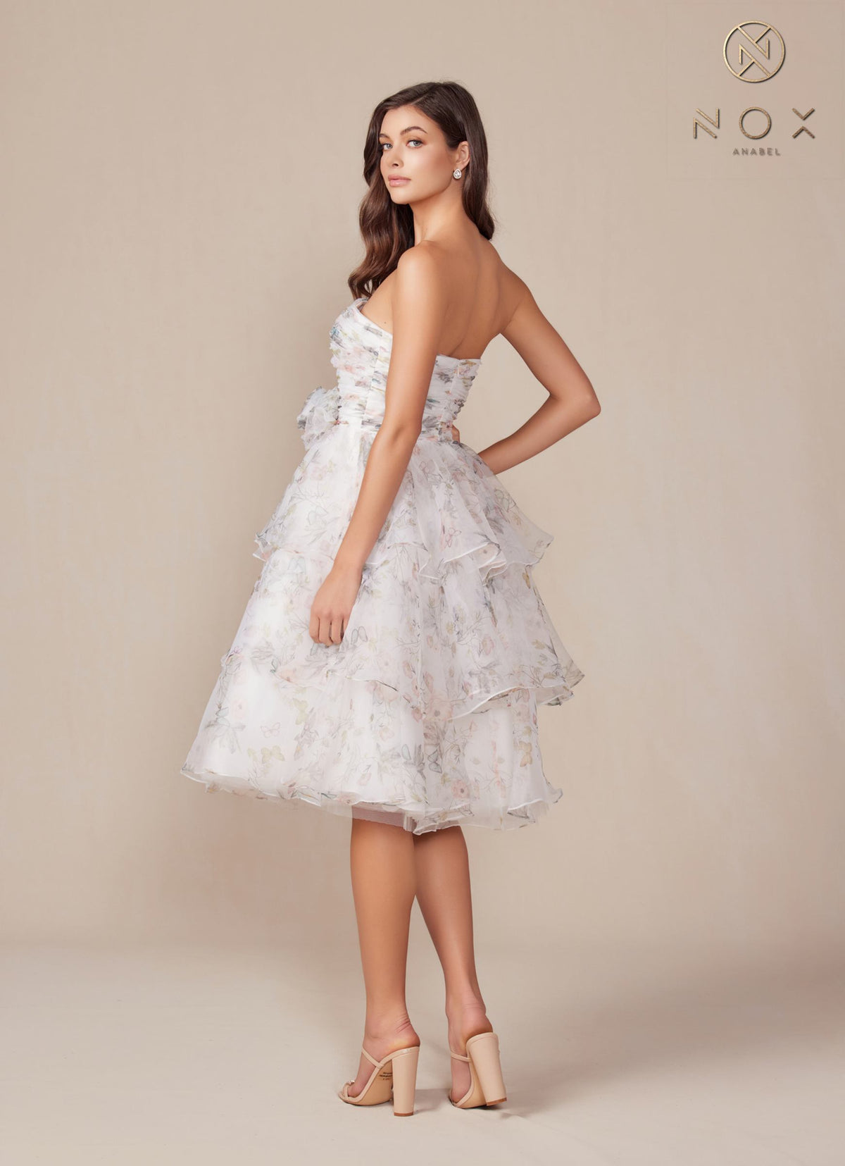 Floral Print A-Line Tea Length Dress