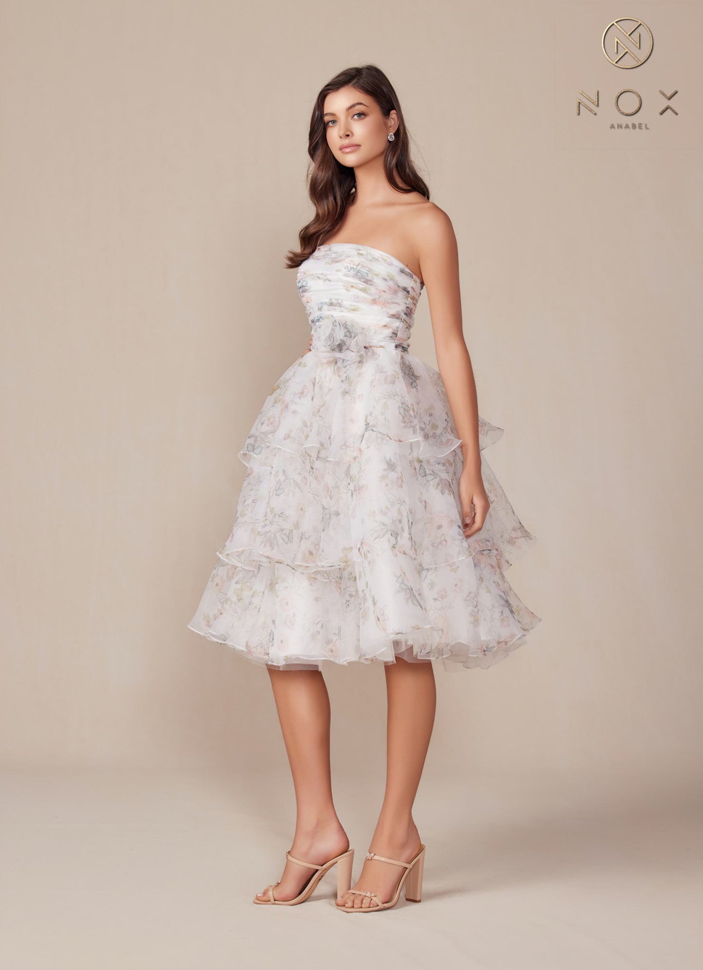 Floral Print A-Line Tea Length Dress
