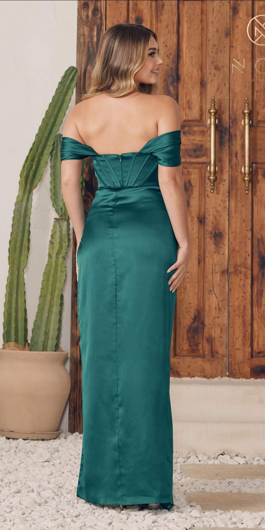 Off Shoulder Strap Cowl Neckline Satin Maxi Dress