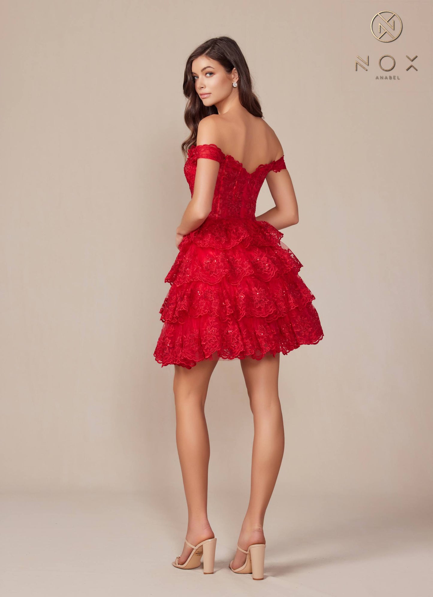 Short A-Line Off the Shoulder Tiered Skirt