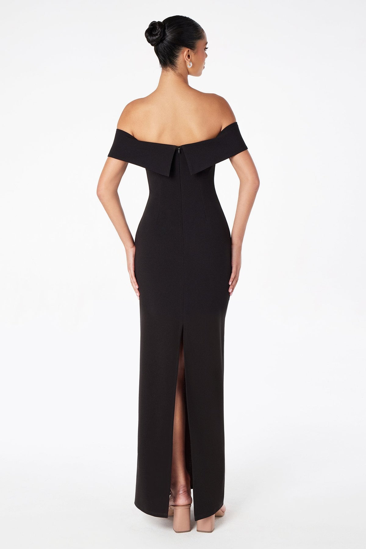 Off the Shoulder Fitted Evening Gown Back Slit