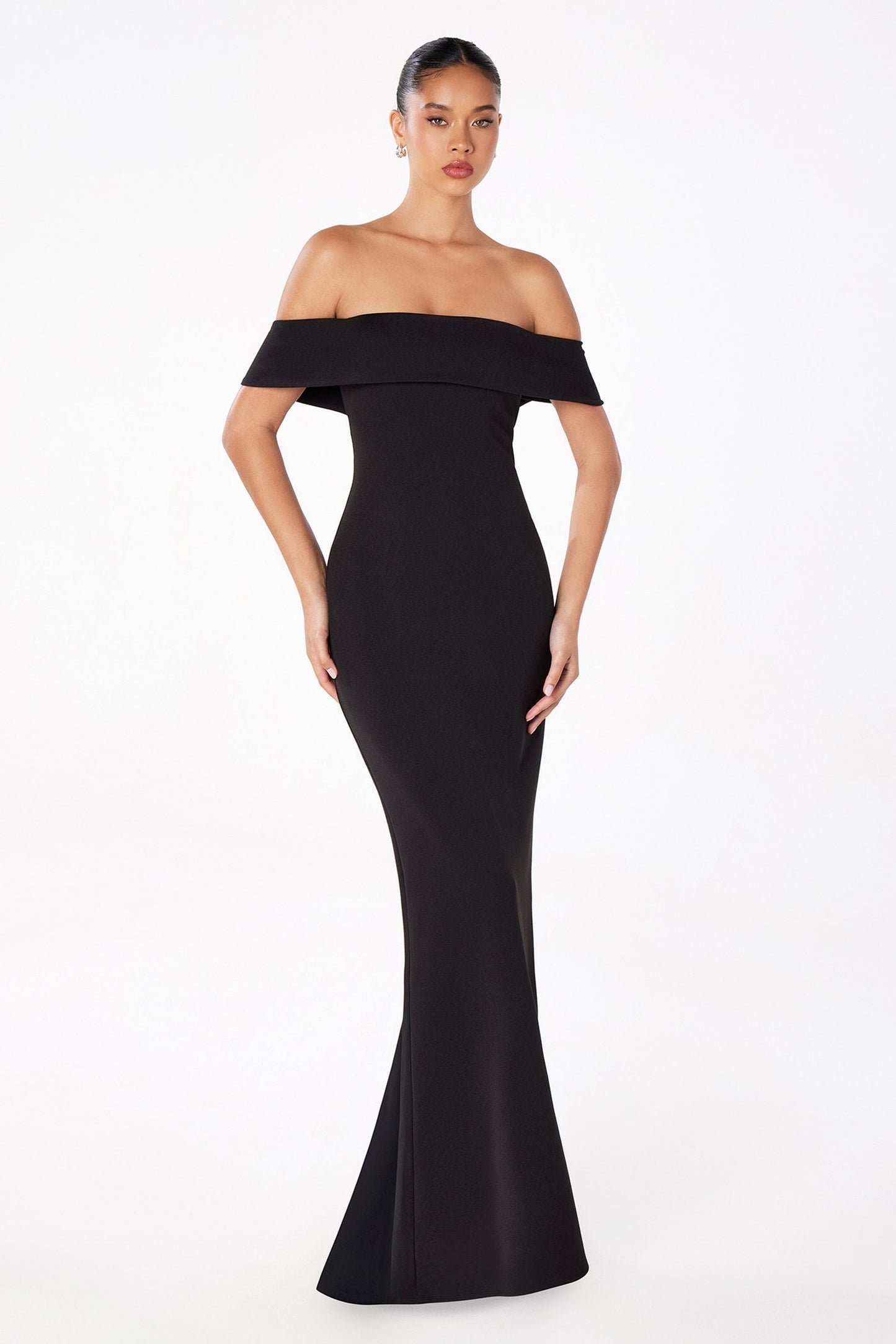 Off the Shoulder Fitted Evening Gown Back Slit