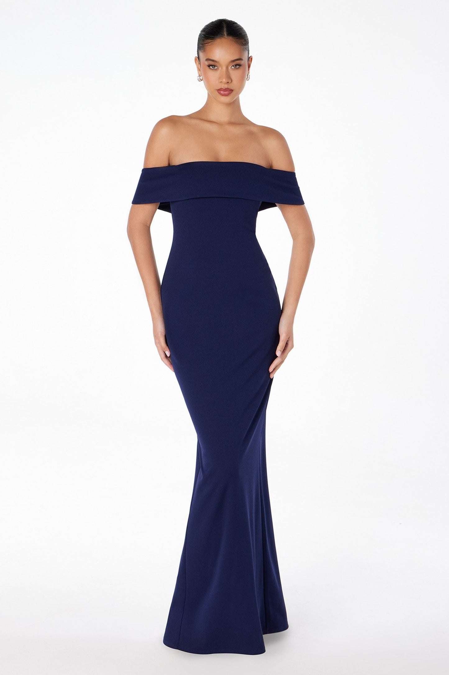 Off the Shoulder Fitted Evening Gown Back Slit