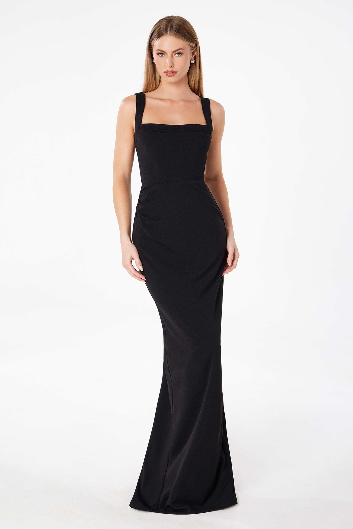 Classic Modest Fitted Gown With Back Leg Slit