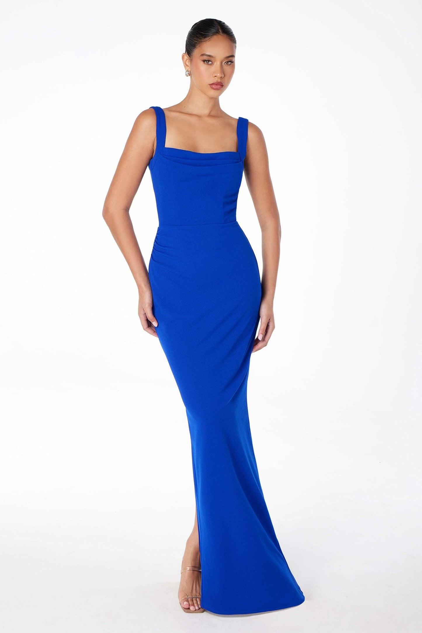 Classic Modest Fitted Gown With Back Leg Slit