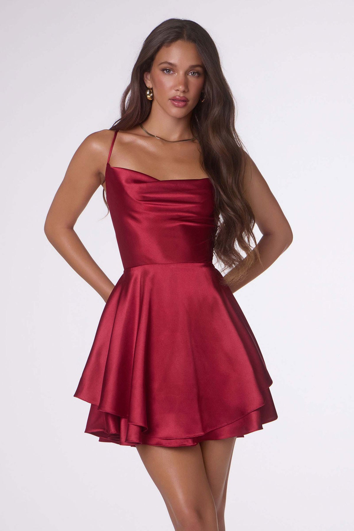 Fit & Flare Satin Mini Party Dress
