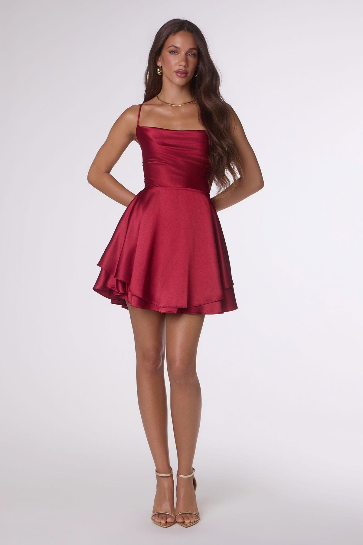 Fit & Flare Satin Mini Party Dress