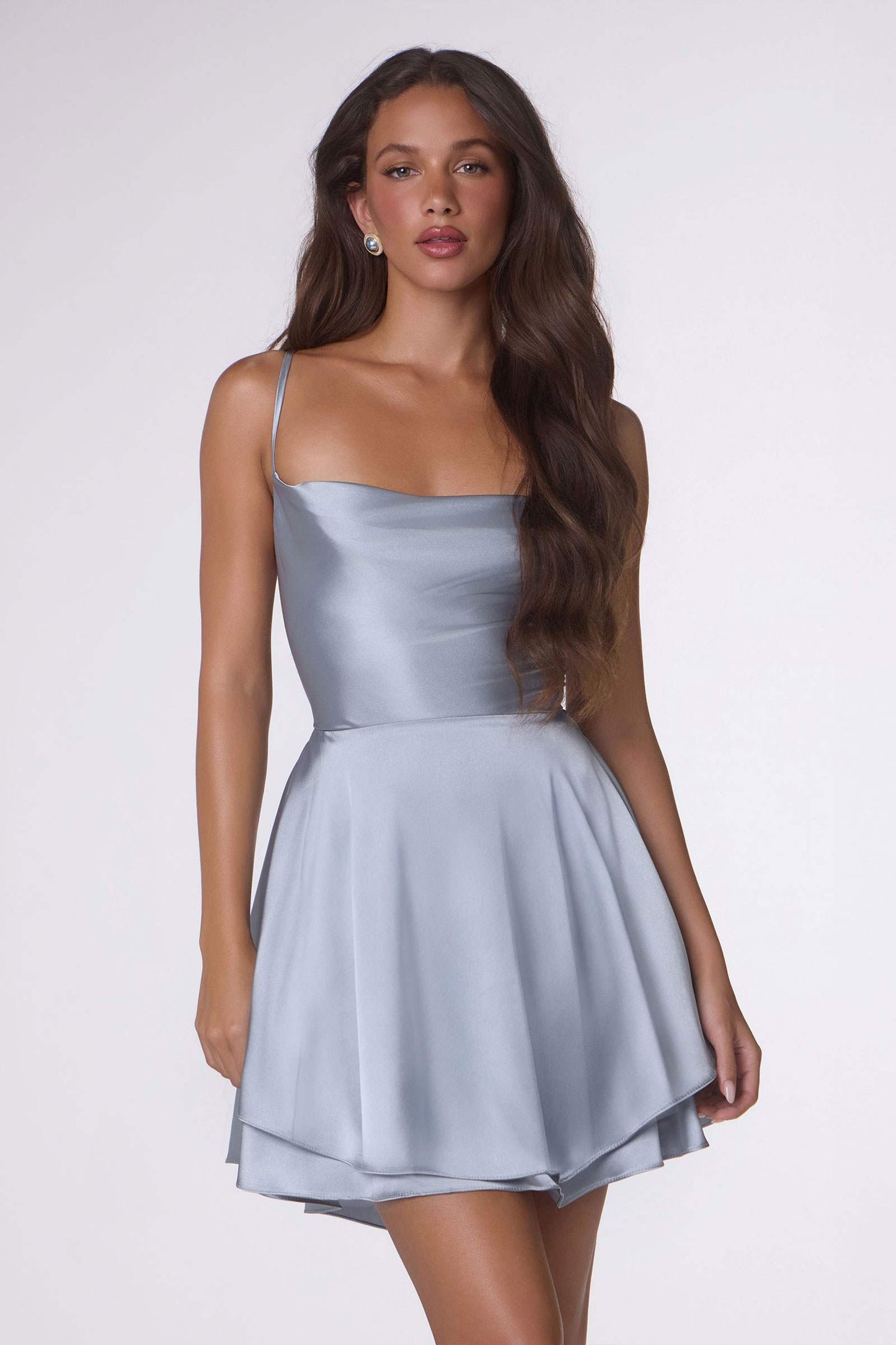 Fit & Flare Satin Mini Party Dress