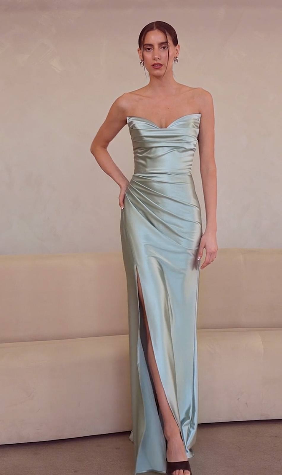 Off The Shoulder Fitted Strapless Gown