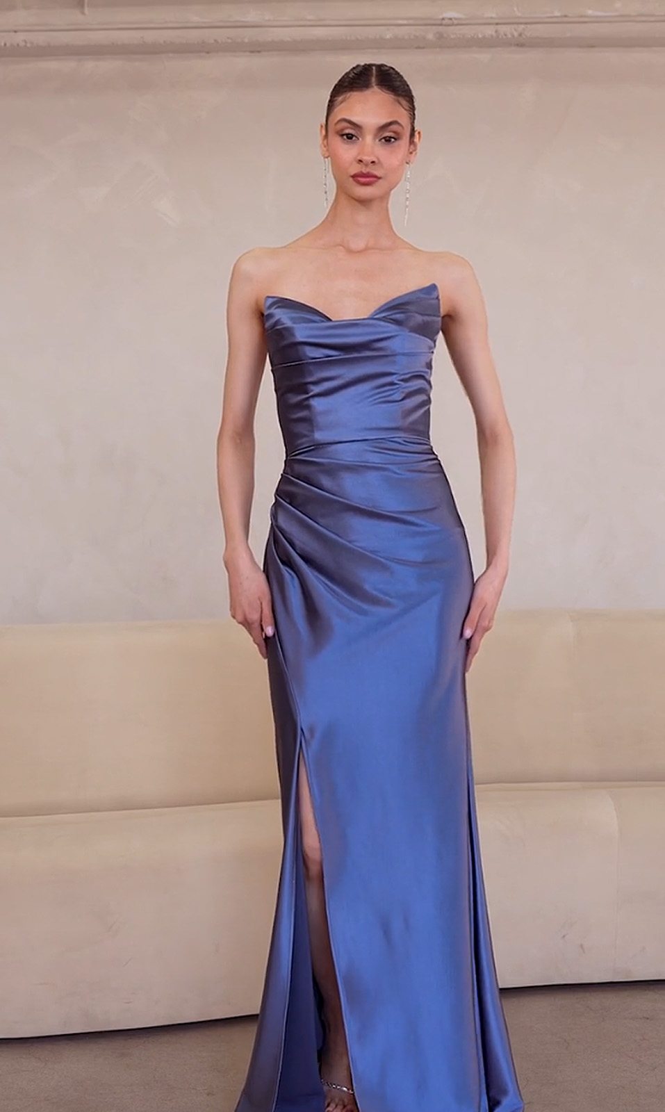 Off The Shoulder Fitted Strapless Gown