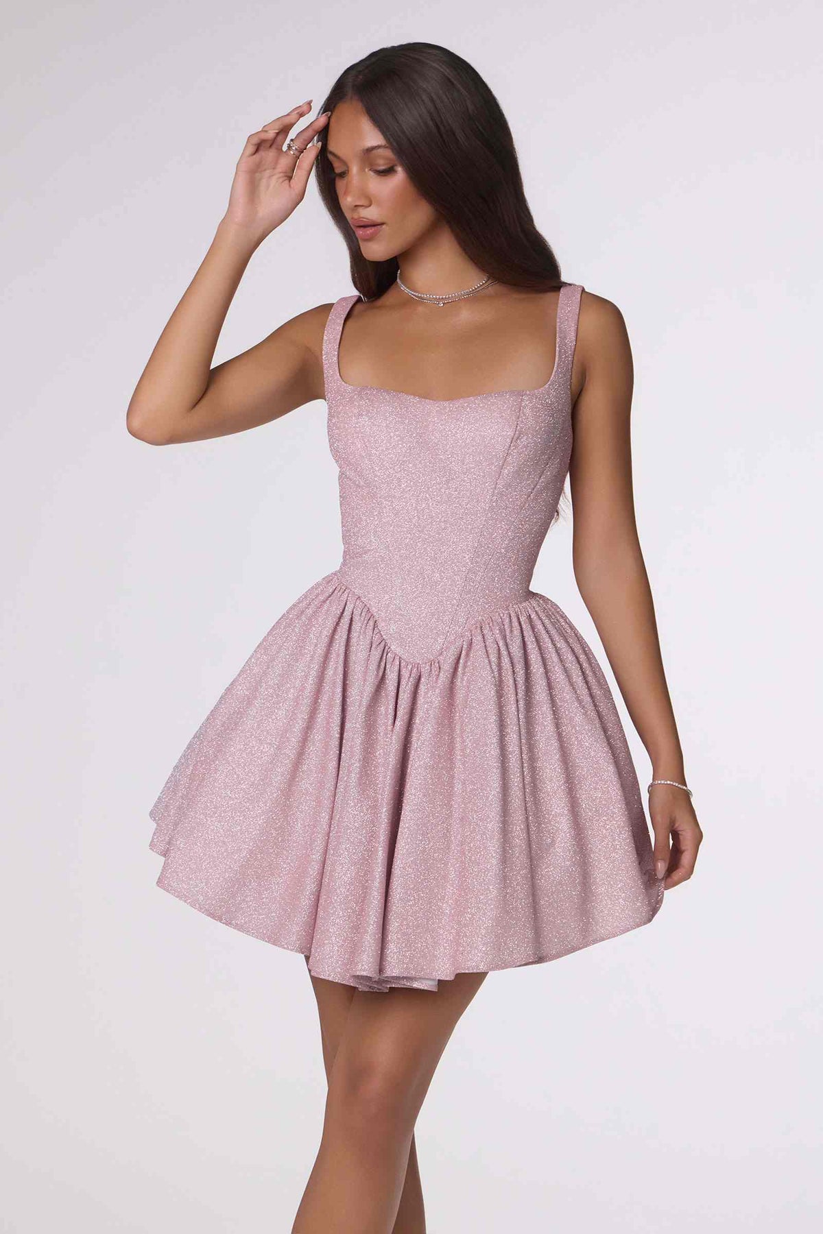 Short Fitted Bodice Tiered Ruffle Mini Skirt Dress