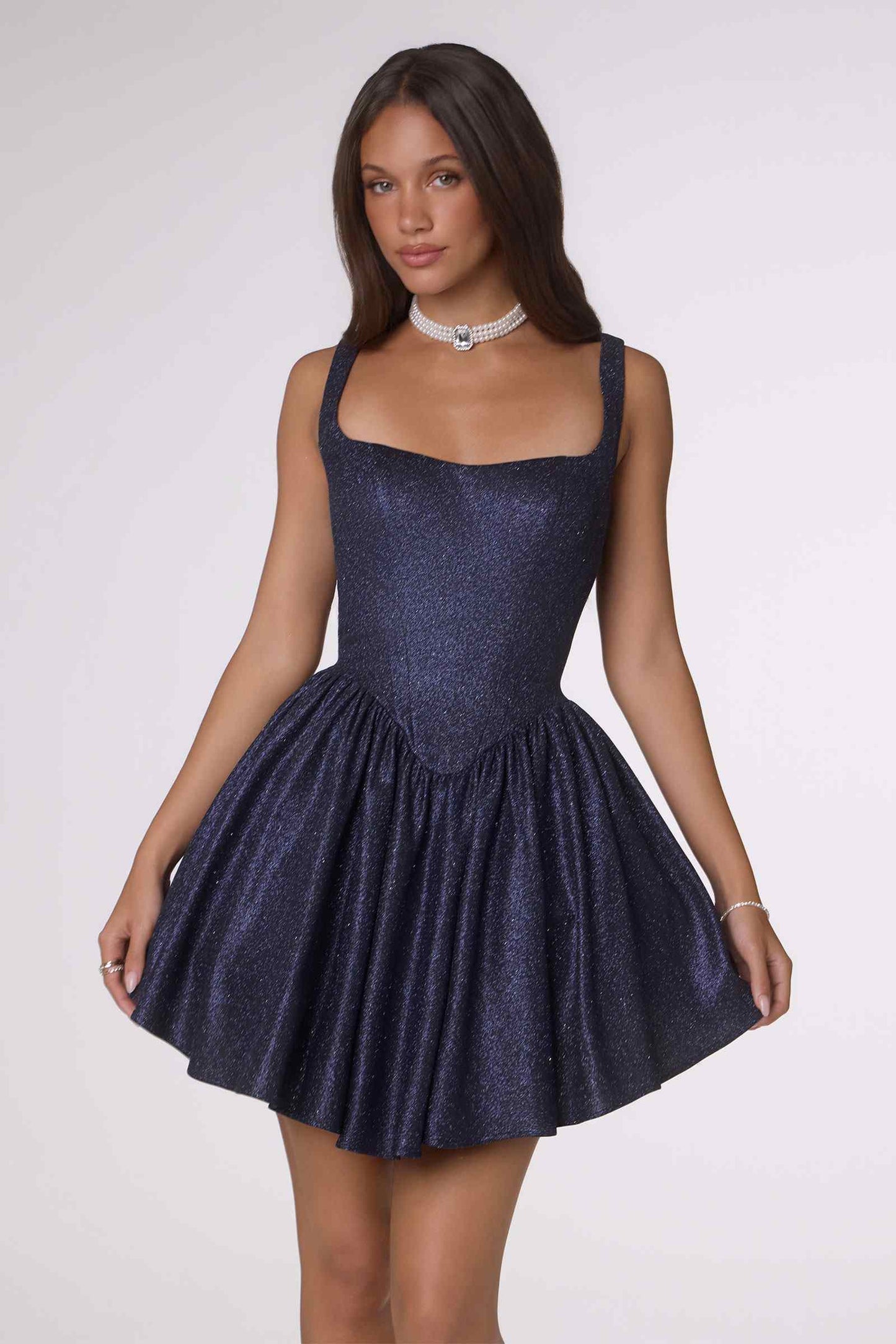 Short Fitted Bodice Tiered Ruffle Mini Skirt Dress