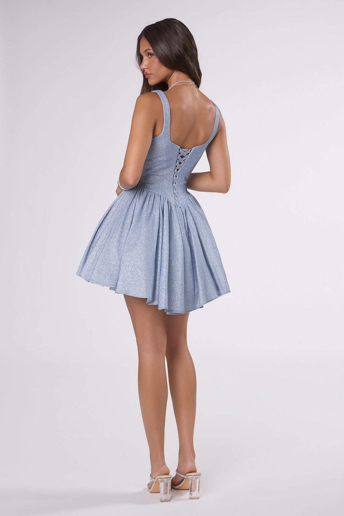 Short Fitted Bodice Tiered Ruffle Mini Skirt Dress