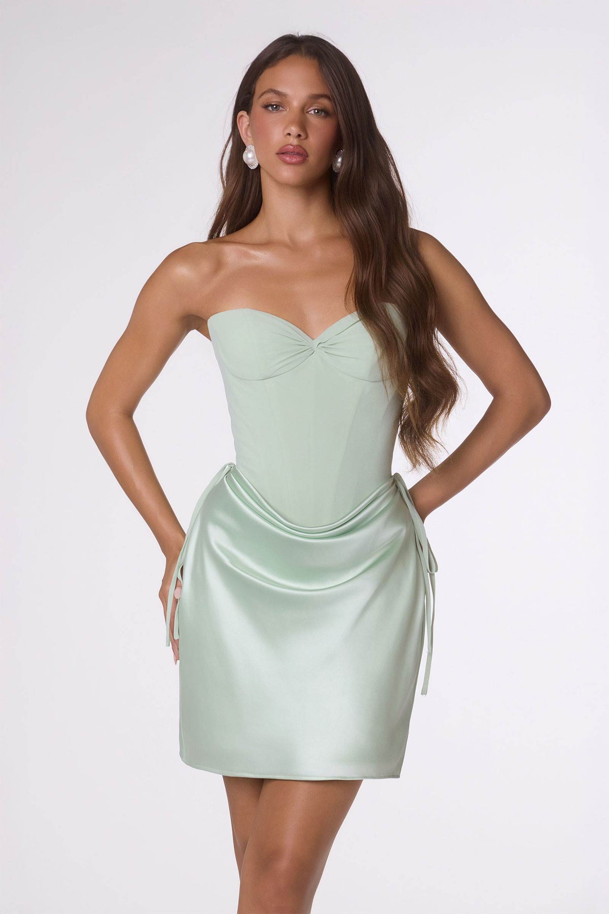 Strapless Fitted Bodice Tiered Ruffle Mini Skirt Dress